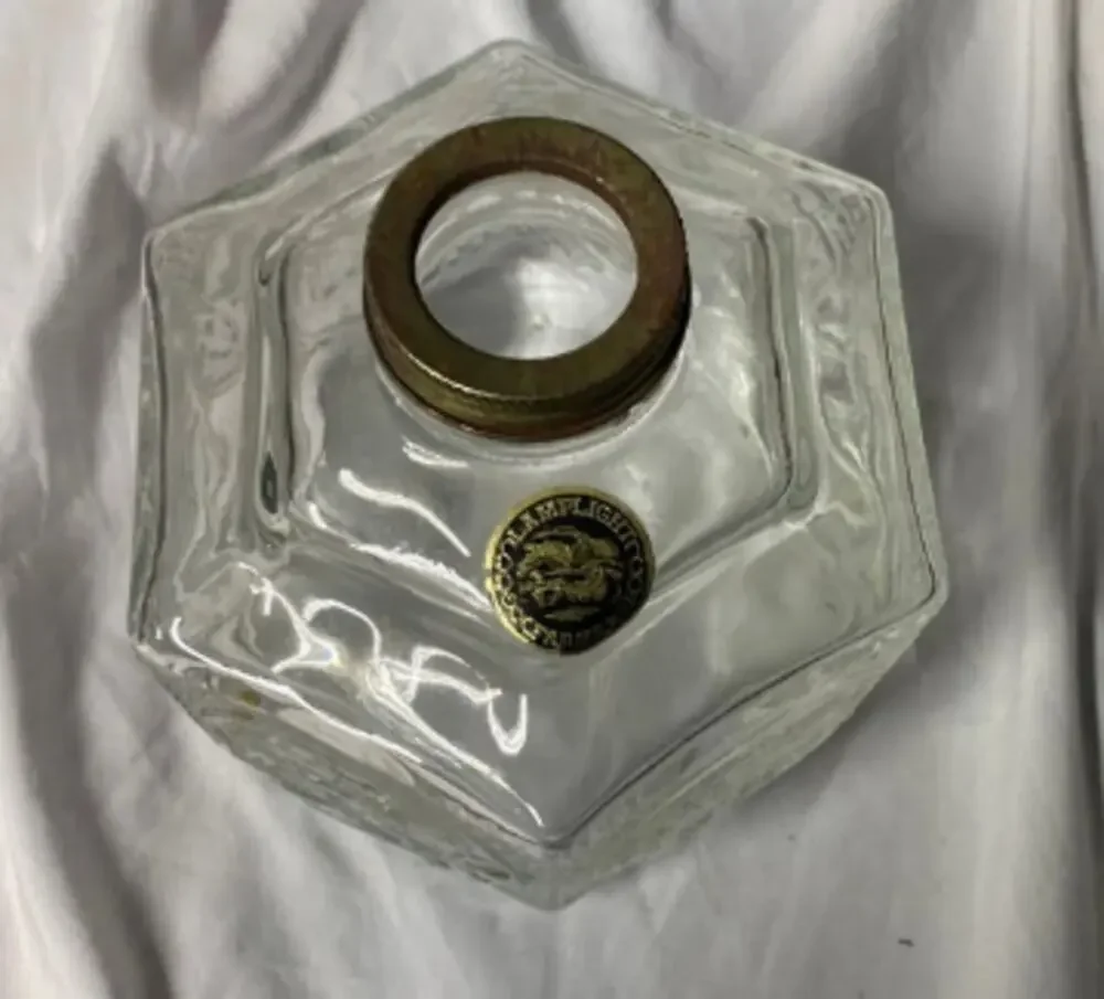 Vintage Hurricane Oil Lamp Embossed Scene on Clear Glass, 1960s-70s